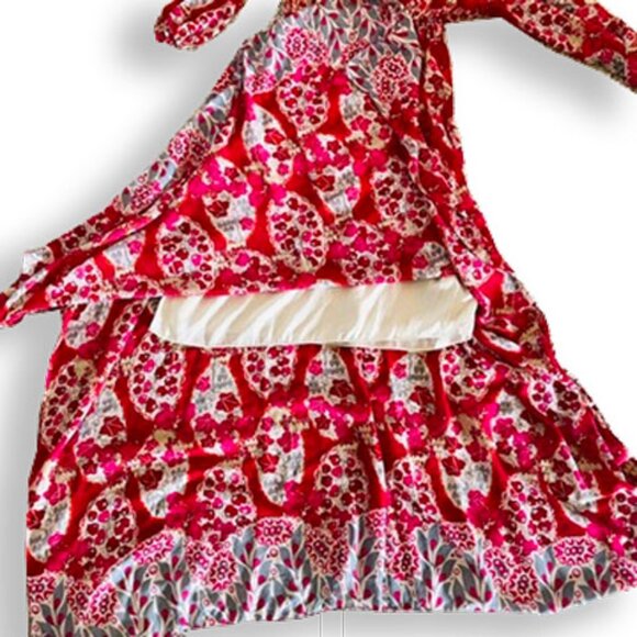 Sophie Max Floral Flowy Handkerchief Hem Maxi Dress Small - Picture 10 of 16